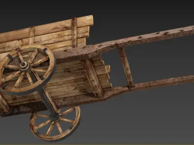Medieval Wooden Cart 3D model get