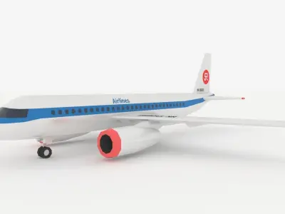 Airplane 767 Stylized low poly Low-poly 3D model