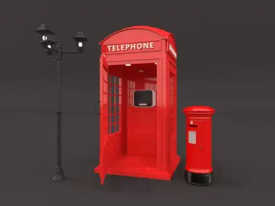 Telephone booth Low-poly 3D model