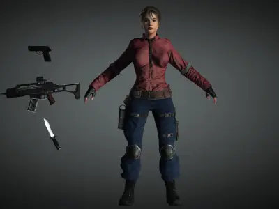 AAA Military Female Character 05 Low-poly 3D model