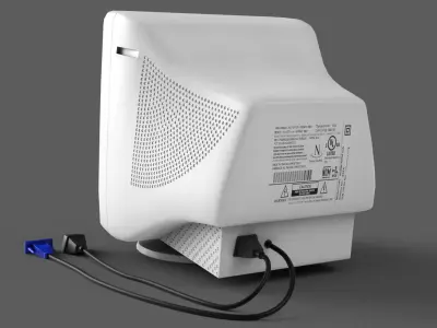 Historic Desktop PC Monitor - Lowpoly GameAsset Low-poly 3D model