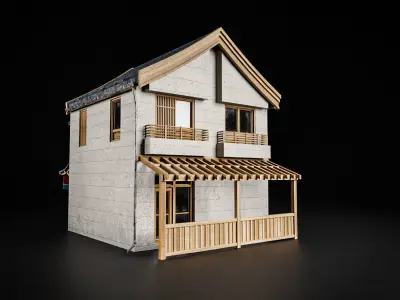 JAPANESE BUILDING 001 Low-poly 3D model