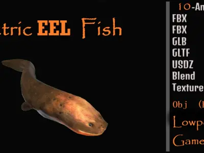 Electric Eel Fish Low-poly 3D model