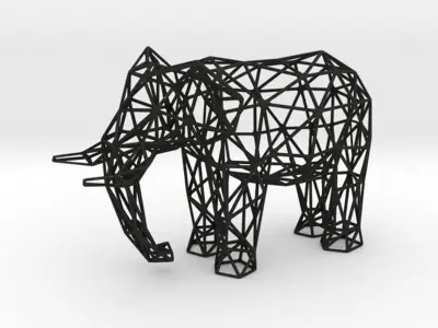 Elephant Wireframe 3D print model