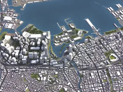 Yokohama - 3D City Model Low-poly 3D model