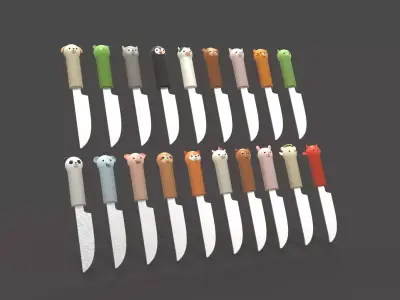 Cartoon Knifes Pack 01 Low-poly 3D model