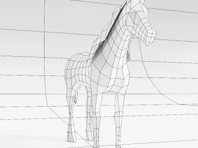 Horse 3d model polygonal Low-poly 3D model