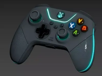 Futuristic Cyberpunk Gamepad - Neon LED Controller 3D model