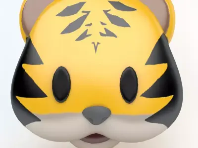 Tiger emoji icon Low-poly 3D model
