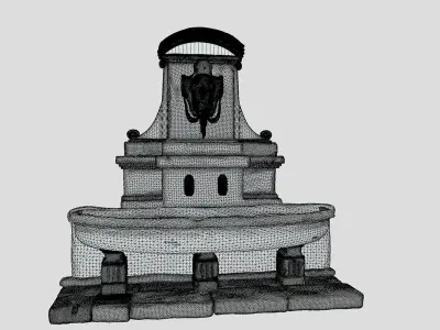 Stone fountain 19th century Low-poly 3D model