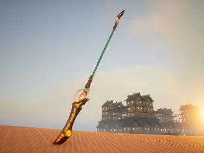 Lowpoly Stylized Spear - Game-Ready - BPR Low-poly 3D model