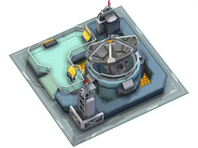 isometrical UFO radar platform station upgrade 1 Low-poly 3D model