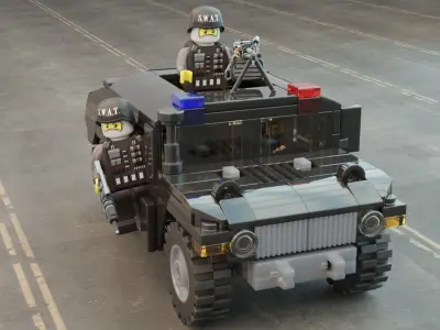 Lego swat truck with squad 3D model