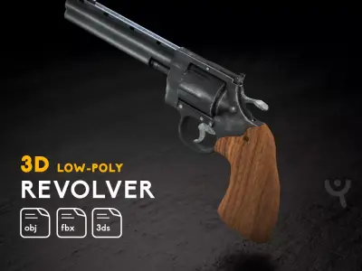 Revolver Low-poly 3D model 20