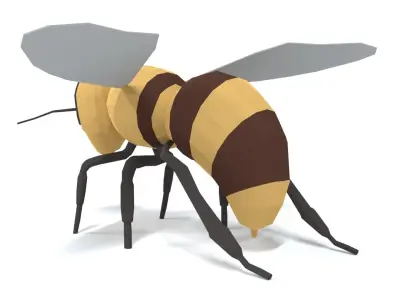 Low Poly Cartoon Honey Bee Low-poly 3D model
