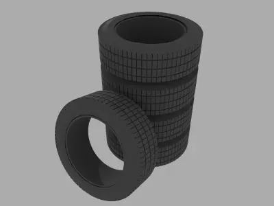 Realistic rubber tire stack Free low-poly 3D model