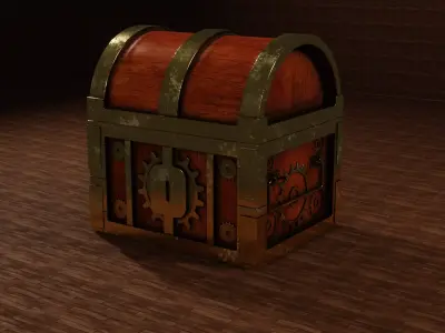 Low Poly Chest of treasures Free low-poly 3D model