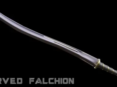 Curved Falchion Blade Low-poly 3D model