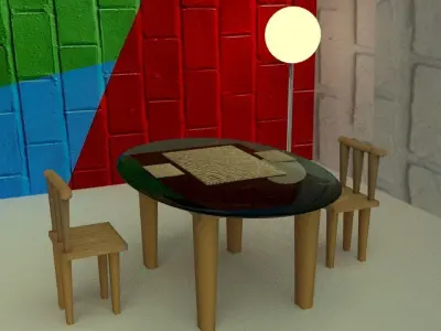 Table With Two Chairs  Free 3D model