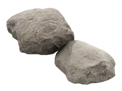  Two Cool Toned Smooth Round Large Rock Boulder Models 