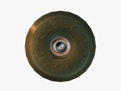 Fired 12 Gauge Shotgun Shell Low-poly 3D model