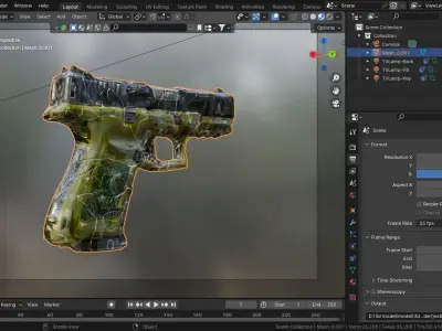 Glock21 polygonmodel Free low-poly 3D model