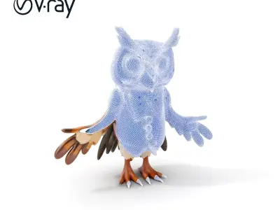 Wise Owl Character Model Rigged and Animated with Textured De... Low-poly 3D model