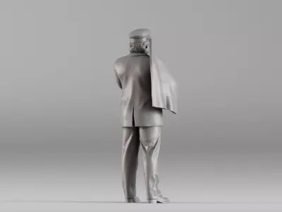 S00113 Train Station Master Holding a Flag 3dp 3D print model