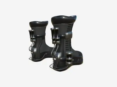 SciFi Boots A01 Full Black - Character Design Fashion Low-poly 3D model