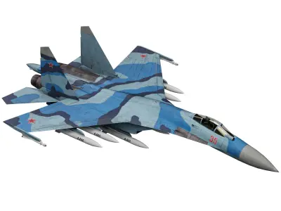  Su-35 Flanker-E Low-poly 3D model