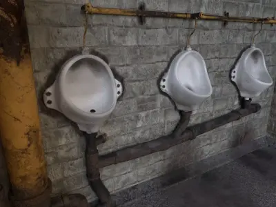 Older Toilet Game Ready Setup Low-poly 3D model