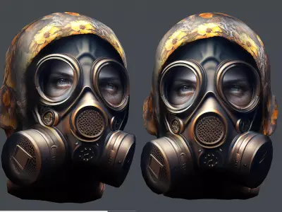 Gas mask helmet 3d model military combat Low-poly 3D model Low-poly 3D model