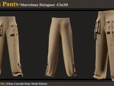 5 Mens Pants -MD-Clo3D-ZPRJ- FBX-OBJ 3D model