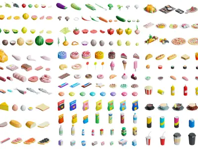 Food Pack Low-poly 3D model