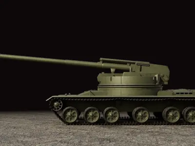 Object 327  Puck self-propelled artillery low-poly rigged Low-poly 3D model