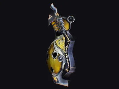 Shield Massive Great Large Heavy Armor Protection Golden Low-poly 3D model