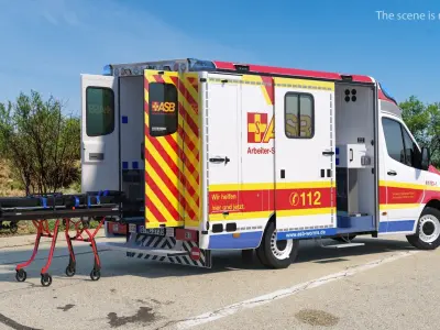 ASB Mercedes Sprinter Ambulance Rigged 3D model