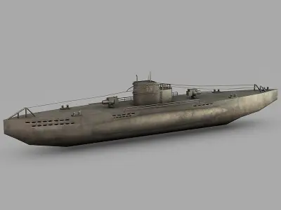 U-boat submarine Low-poly 3D model