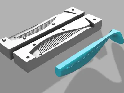 OPEN POUR MOLD SHAD STL STEP FILE FOR CNC AND 3D PRINT Free 3D print model
