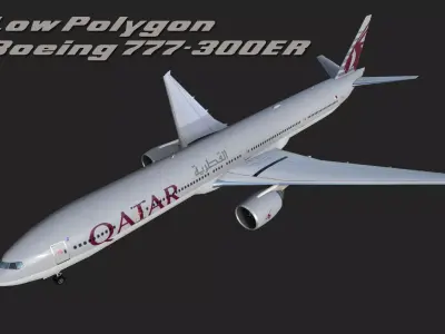 Boeing 777 Qatar Low-poly 3D model