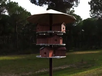 Birdhouse bird feeder with umbrella Free 3D model
