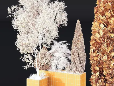 HQ Tree and bush garden box outdoor VOL 03 Free 3D model