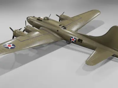 Boeing B-17f Flying Fortress Heavy bomber Low-poly 3D model