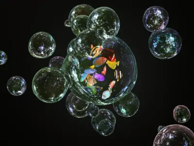 Fishes in bubble 3D model