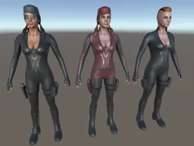 Customizable Female Soldier Modern Style Low-poly 3D model