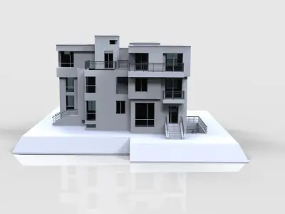 Modern Building House Low-poly 3D model