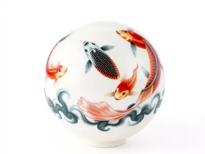 Porcelain Koi Pattern HQ PBR Textures Set Texture