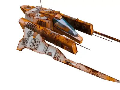 space ship Low-poly 3D model 11