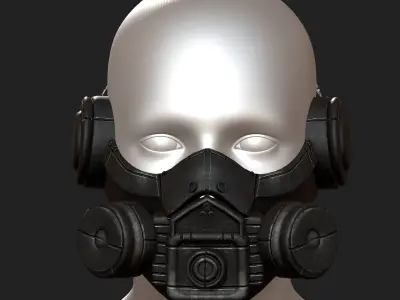 Gas mask helmet 3d safety isolated Black  Low-poly 3D model