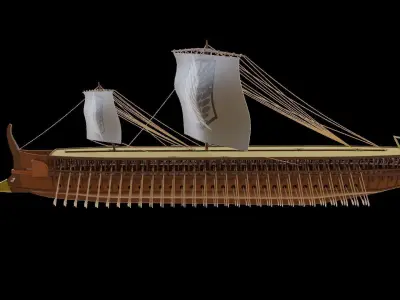 Triremes ancient ship 3D model